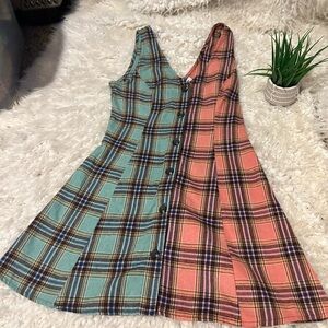 Stitch & Pine Check Plaid Mini Dress color block Fred Meter NWOT clueless